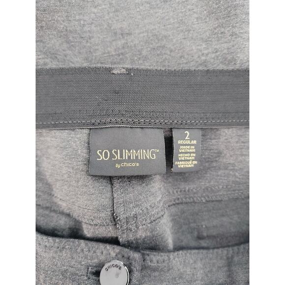 So Slimming by Chico's Pants Wmn's Sz L Gray Stretch Knit Straight Leg 5 Pocket - Picture 13 of 14